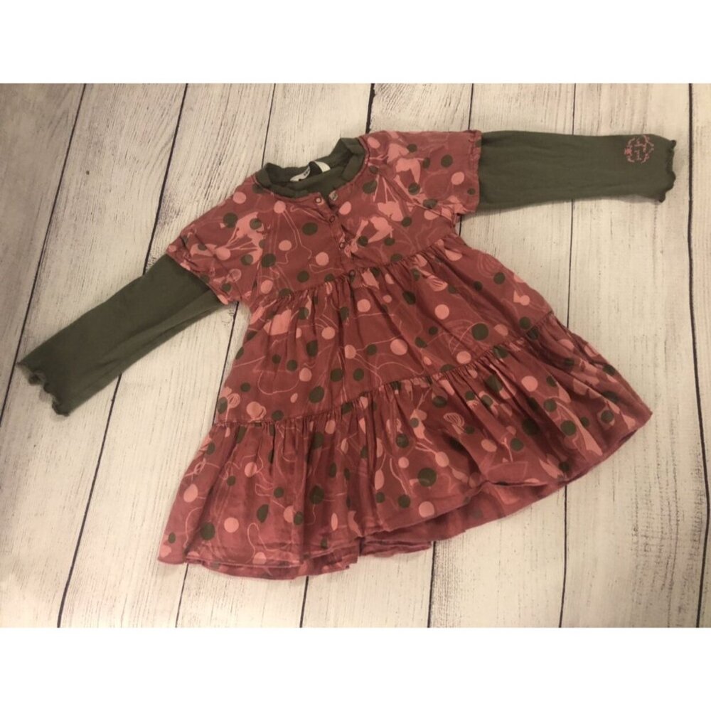 3pommes Brown And Mauve Overlay Dress 23M